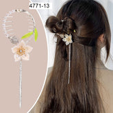 Impression Pack of 12 Pcs Flower Style Hair Claw Clip Beads Clamp Hair Clip   Clip Metal Hair Claw Clip
